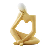 Maxbell Thinker Sculpture Ceramic Desktop Figurine Vase Home Shelf Statues Yellow