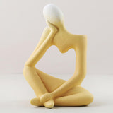 Maxbell Thinker Sculpture Ceramic Desktop Figurine Vase Home Shelf Statues Yellow