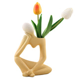 Maxbell Thinker Sculpture Ceramic Desktop Figurine Vase Home Shelf Statues Yellow
