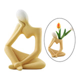 Maxbell Thinker Sculpture Ceramic Desktop Figurine Vase Home Shelf Statues Yellow