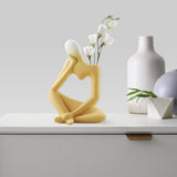 Maxbell Thinker Sculpture Ceramic Desktop Figurine Vase Home Shelf Statues Yellow
