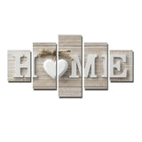 Maxbell 5Pcs Concise Wall Painting Home Letter Printed Photo Wedding Decor Size B