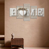 Maxbell 5Pcs Concise Wall Painting Home Letter Printed Photo Wedding Decor Size B