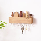 Maxbell Wall Mounted Wood Key Holder Storage Hanger Shelf Hook Home Entryway Decor White