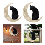 Maxbell Iron Cat in The Moon Gift Window Hanging Rustic for Indoor Bathroom  30 cm