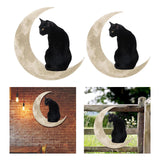 Maxbell Iron Cat in The Moon Gift Window Hanging Rustic for Indoor Bathroom  30 cm