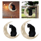 Maxbell Iron Cat in The Moon Gift Window Hanging Rustic for Indoor Bathroom  30 cm