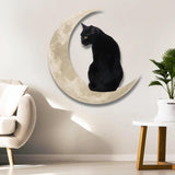 Maxbell Iron Cat in The Moon Gift Window Hanging Rustic for Indoor Bathroom  30 cm