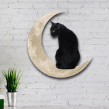 Maxbell Iron Cat in The Moon Gift Window Hanging Rustic for Indoor Bathroom  30 cm