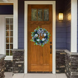 Maxbell Rose Wreath Colorful Round Front Door Vine Hanging for Home Party Halloween Blue Haze