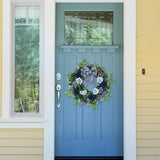 Maxbell Rose Wreath Colorful Round Front Door Vine Hanging for Home Party Halloween Blue Haze