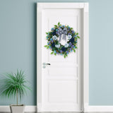 Maxbell Rose Wreath Colorful Round Front Door Vine Hanging for Home Party Halloween Blue Haze