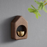 Maxbell Wind Chime with Brass Bell Hanging Walnut for Home Office Door  Black Walnut