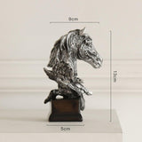 Maxbell Retro Horse Head Statue Display Decoration Office Desktop Wine Sculpture Silver