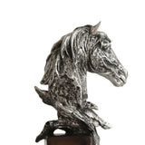 Maxbell Retro Horse Head Statue Display Decoration Office Desktop Wine Sculpture Silver