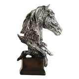 Maxbell Retro Horse Head Statue Display Decoration Office Desktop Wine Sculpture Silver
