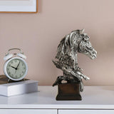 Maxbell Retro Horse Head Statue Display Decoration Office Desktop Wine Sculpture Silver