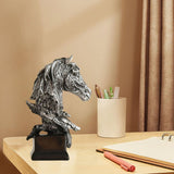 Maxbell Retro Horse Head Statue Display Decoration Office Desktop Wine Sculpture Silver