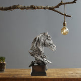 Maxbell Retro Horse Head Statue Display Decoration Office Desktop Wine Sculpture Silver