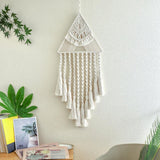 Maxbell Hand Woven Dream Catcher Macrame Wall Hanging Boho Tapestry for Home Decor White