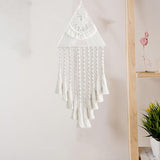 Maxbell Hand Woven Dream Catcher Macrame Wall Hanging Boho Tapestry for Home Decor White