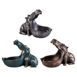 Maxbell Resin Hippopotamus Statue Key Storage Figurine Sculpture Home Office Decors Blue Green