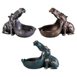 Maxbell Resin Hippopotamus Statue Key Storage Figurine Sculpture Home Office Decors Blue Green
