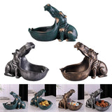 Maxbell Resin Hippopotamus Statue Key Storage Figurine Sculpture Home Office Decors Blue Green