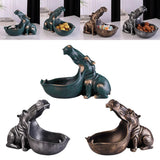 Maxbell Resin Hippopotamus Statue Key Storage Figurine Sculpture Home Office Decors Blue Green