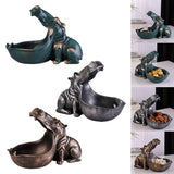 Maxbell Resin Hippopotamus Statue Key Storage Figurine Sculpture Home Office Decors Blue Green