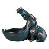 Maxbell Resin Hippopotamus Statue Key Storage Figurine Sculpture Home Office Decors Blue Green