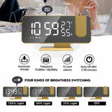 Maxbell Mirror Digital Alarm Clock LED Lamp Snooze Adjustable Brightness Gold