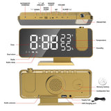 Maxbell Mirror Digital Alarm Clock LED Lamp Snooze Adjustable Brightness Gold