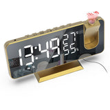 Maxbell Mirror Digital Alarm Clock LED Lamp Snooze Adjustable Brightness Gold
