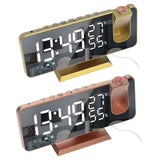 Maxbell Mirror Digital Alarm Clock LED Lamp Snooze Adjustable Brightness Gold