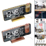 Maxbell Mirror Digital Alarm Clock LED Lamp Snooze Adjustable Brightness Gold