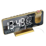 Maxbell Mirror Digital Alarm Clock LED Lamp Snooze Adjustable Brightness Gold
