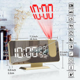 Maxbell Mirror Digital Alarm Clock LED Lamp Snooze Adjustable Brightness Gold