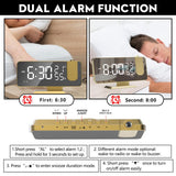 Maxbell Mirror Digital Alarm Clock LED Lamp Snooze Adjustable Brightness Gold