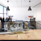 Maxbell Mirror Digital Alarm Clock LED Lamp Snooze Adjustable Brightness Gold
