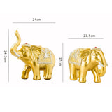 Maxbell 2x Lucky Feng Shui Elephant Statue Sculpture Wealth Figurine Gift Home Decor Gold