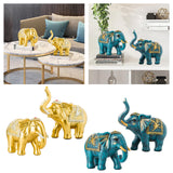 Maxbell 2x Lucky Feng Shui Elephant Statue Sculpture Wealth Figurine Gift Home Decor Gold