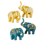 Maxbell 2x Lucky Feng Shui Elephant Statue Sculpture Wealth Figurine Gift Home Decor Gold