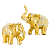 Maxbell 2x Lucky Feng Shui Elephant Statue Sculpture Wealth Figurine Gift Home Decor Gold