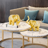 Maxbell 2x Lucky Feng Shui Elephant Statue Sculpture Wealth Figurine Gift Home Decor Gold