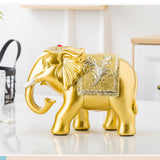 Maxbell 2x Lucky Feng Shui Elephant Statue Sculpture Wealth Figurine Gift Home Decor Gold