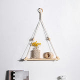 Maxbell Boho Style Tapestry Wall Shelf Woven Cotton Rope Plant Rack Home Decoration