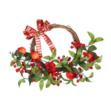 Maxbell Christmas Rattan Wreath Hanging Pomegranate Garland for Front Door Holiday