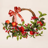 Maxbell Christmas Rattan Wreath Hanging Pomegranate Garland for Front Door Holiday