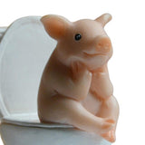 Maxbell Modern Pig Figurine Sculpture Micro Landscape Crafts Cake Toppers Home Decor Sit on Toilet